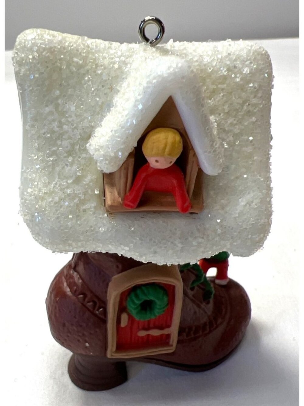 Hallmark Handcrafted "Children In Shoe" Ornament With Glittery Roof & Playful De